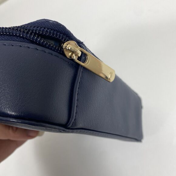 Missoni Toiletry Bag Zipper Travel Pouch Navy Blue Delta Luxe Cosmetic Organizer - Picture 6 of 9